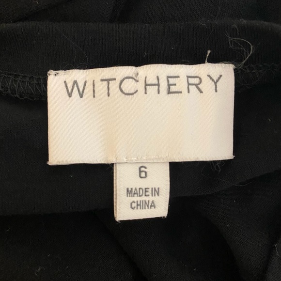 Witchery Shift Tee Midi Black Dress Split Cold Shoulder Size 6 - Picture 3 of 6
